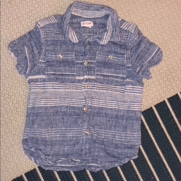 Cat /& Jack Grey Stripe Infant Toddler Boys Shirt 18M 2T 3T 5T NWT